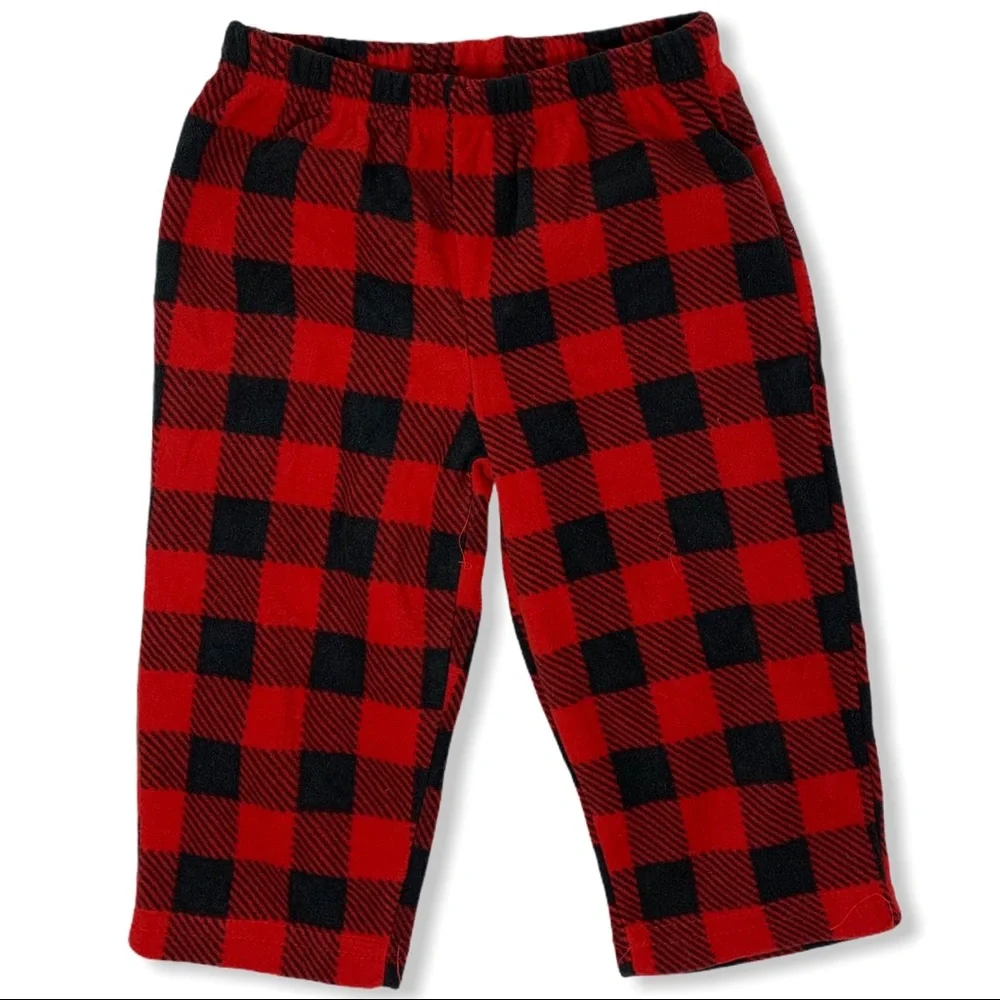 Two piece plaid fleece moose pant and top set‎ new